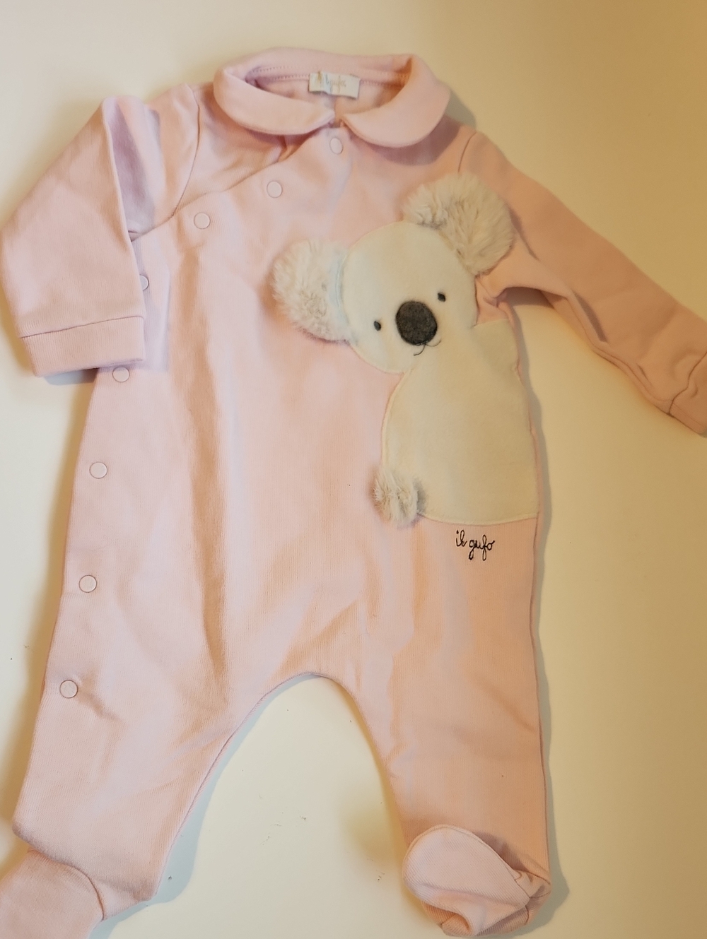 Il Gufo Light Pink Koala Applique Footie